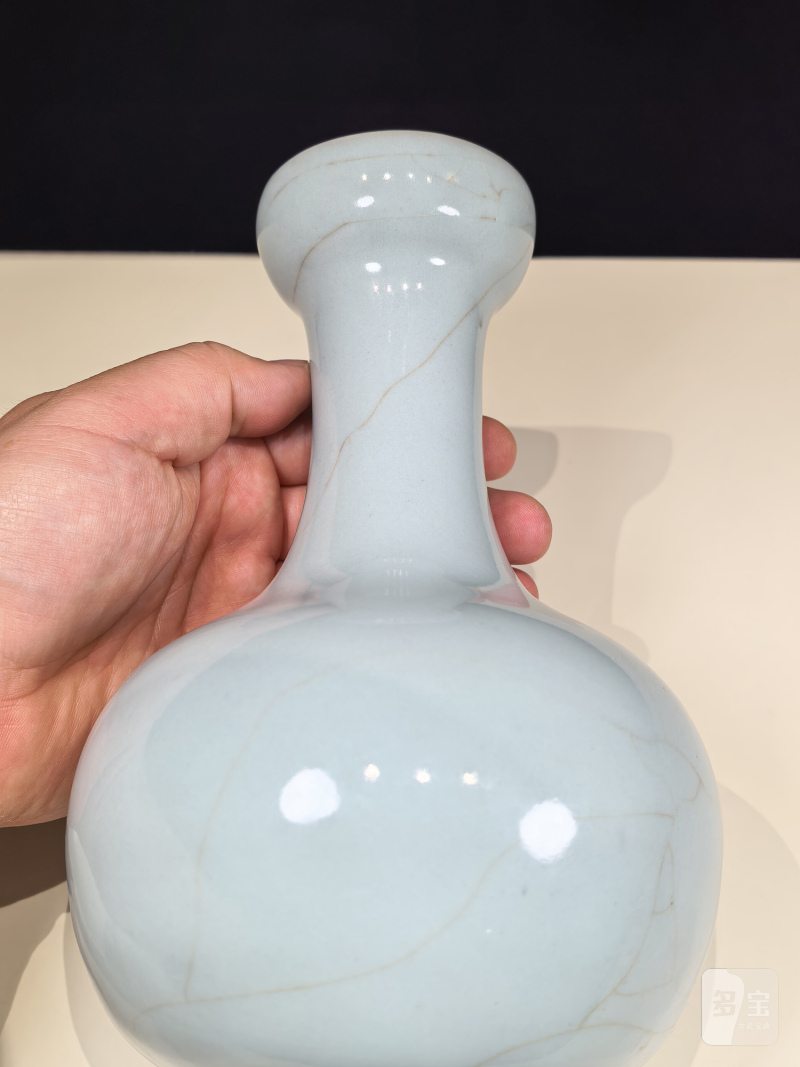 清乾隆 仿官釉莲蓬七孔花插 - 图8